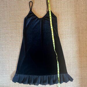 Brandy Melville Black Stretch Velvet V-Neck Spaghetti Strap Tank Dress Size SM